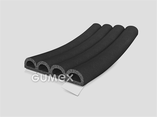 Selbstklebendes mikroporöses Profil "PRALINE", 6,3x9mm, L=11,2m, 4-Ströme, 500kg/m3, EPDM, schwarz, 